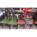 A set of four Edwardian mahogany salon chairs together with a Victorian mahogany salon chair,