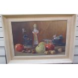 20th century British school Still life study of figures and fruit Watercolour Together with a large