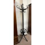 A 20th century ebonised bentwood hat and coat rack