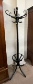 A 20th century ebonised bentwood hat and coat rack
