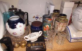A Noritake part tea set together with a Phrenology head, Japanese part tea set, scales, place mats,