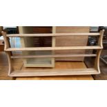 An Ercol wall plate shelf approximately 96cm long x 50cm high x 11cm deep