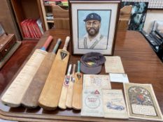 Three full size cricket bats, one signed by some of the Australia 1997 touring squad including M.A.