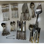 An electroplated Kings pattern part flatware service etc