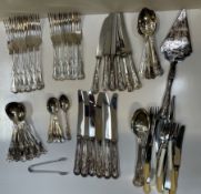 An electroplated Kings pattern part flatware service etc