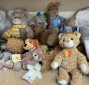 A Steiff teddy bear together with a collection of teddy bears