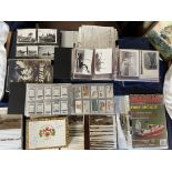 A collection of maritime postcards and cigarette cards etc