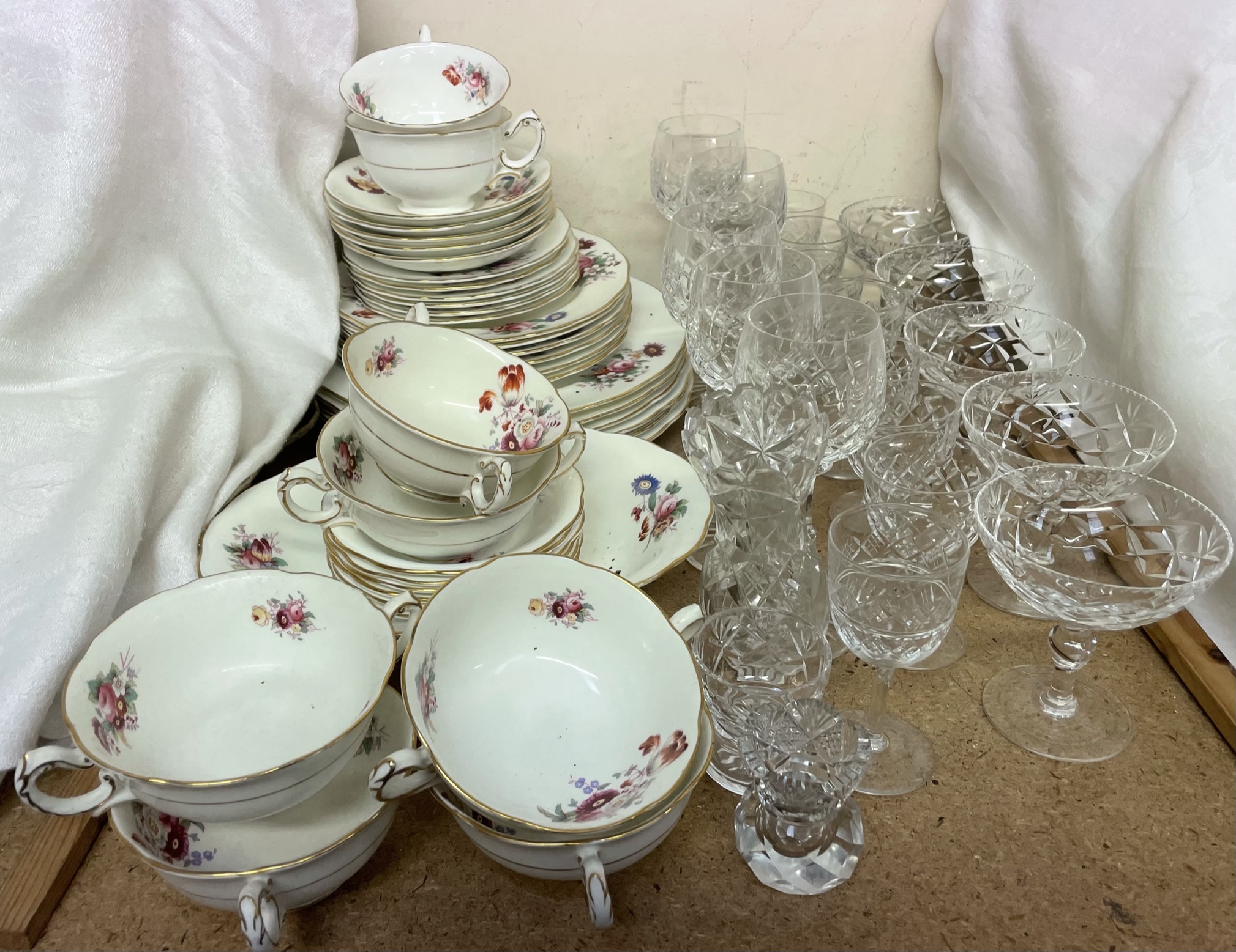 A Coalport part dinner set, together with crystal glasses, - Image 2 of 2