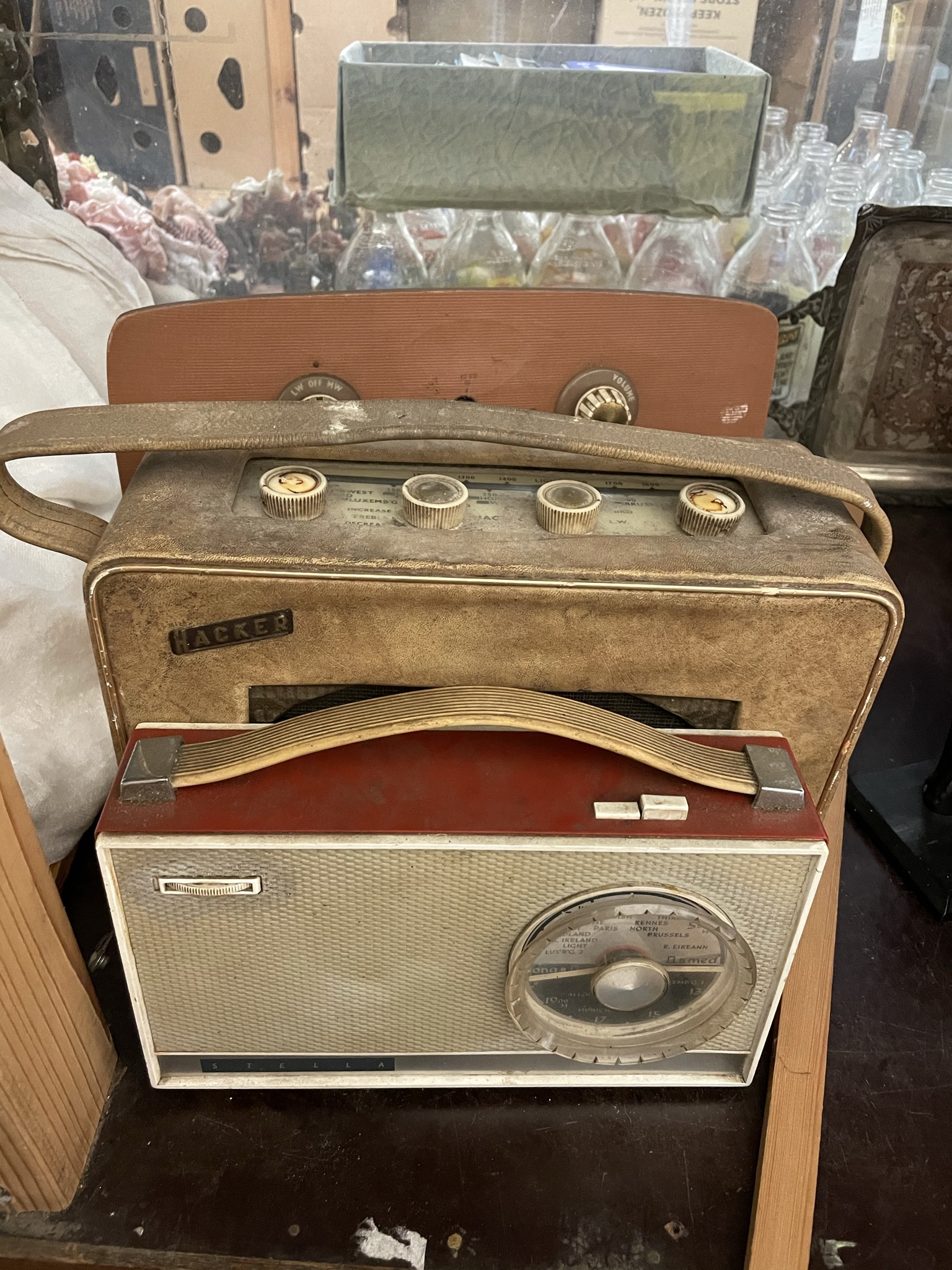 A HMV table top gramophone together with radios - Image 2 of 2