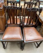 A set of four 17th century style oak dining chairs together with a gateleg table with a carved edge