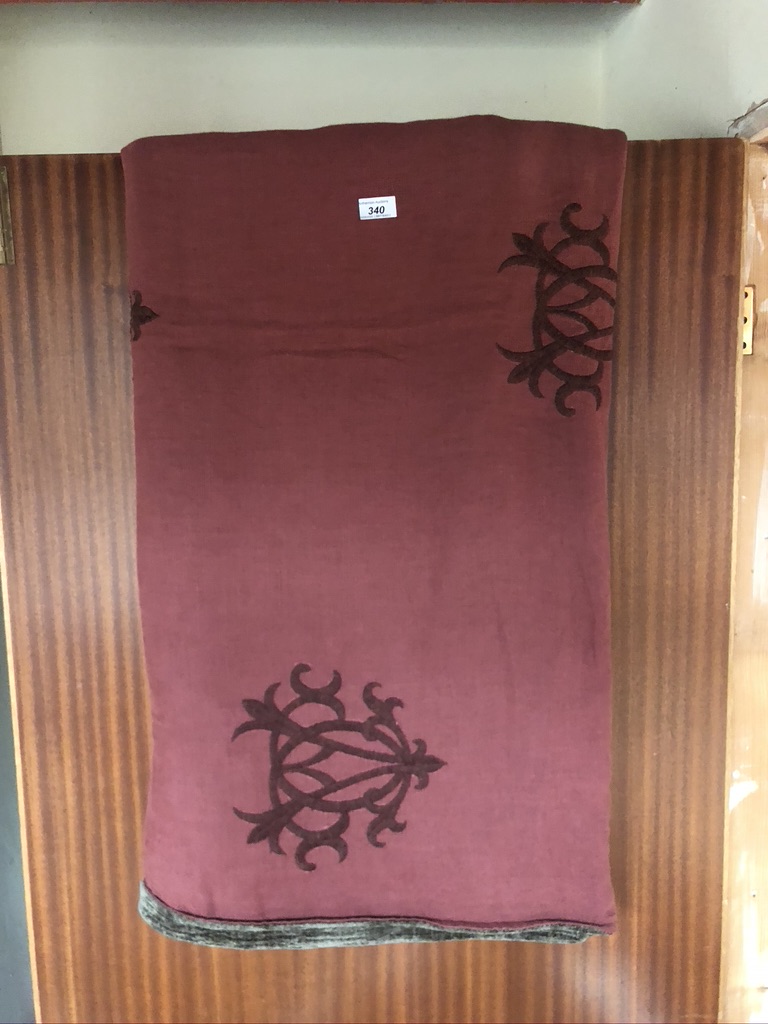 Two bed throws with embroidered decoration