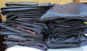 A large quantity of Liz Claiborne and Jaeger leather skirts and trousers,
