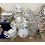 A Coalport part dinner set, together with crystal glasses,