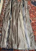 A pair of mink silk curtains with contrast edge, triple pencil pleat,