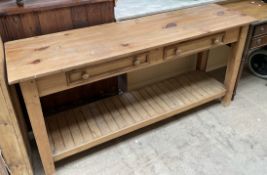 A 20th century pine hall table,