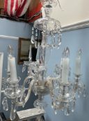 A glass lustre drop six branch chandelier