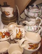 A Royal Worcester leaf decorated part tea set, together with other part sets, vase and cover, bowl,