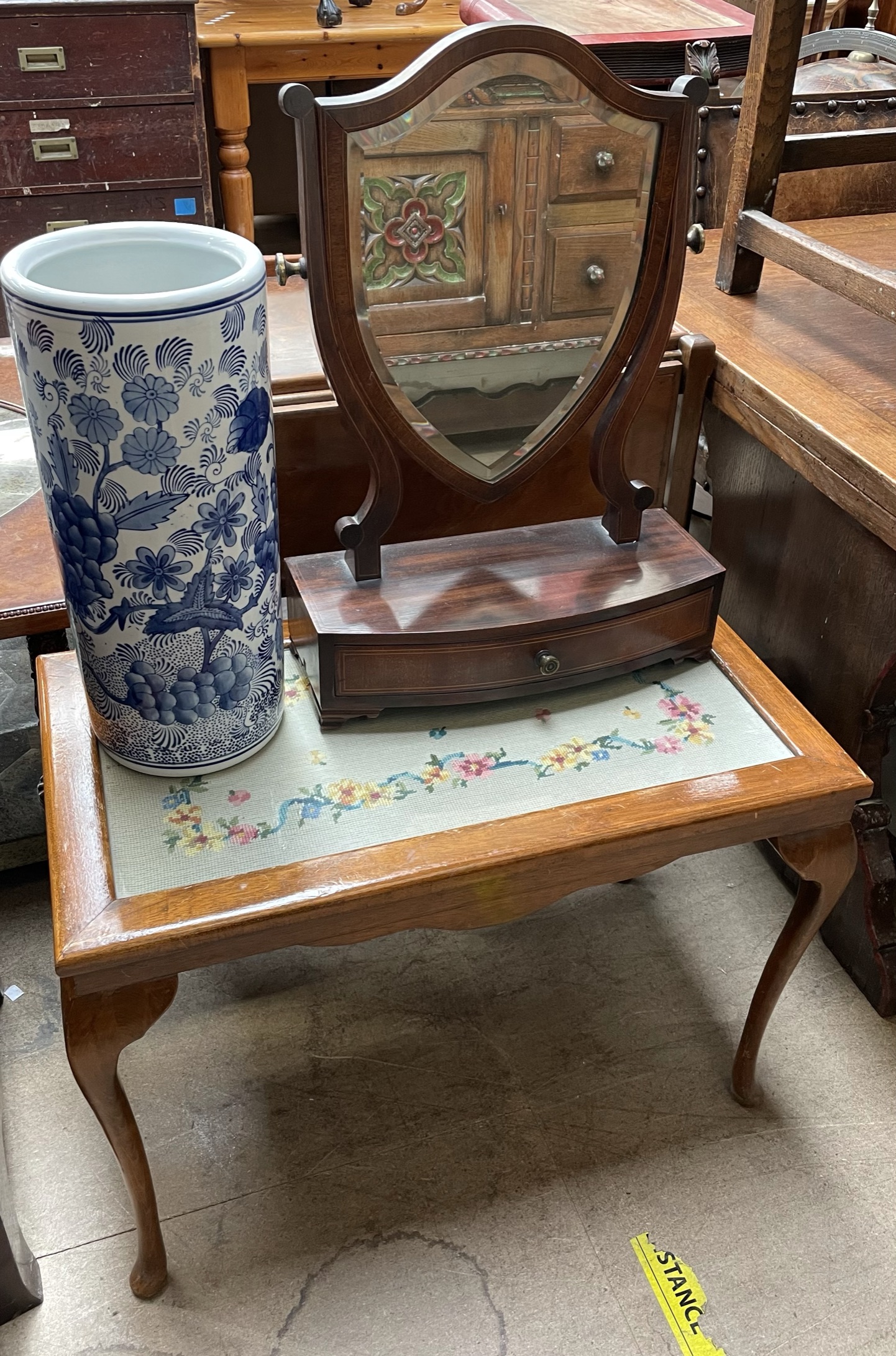 A 19th century mahogany toilet mirror,