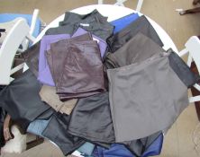 A collection of leather skirts and trousers by Pied a Terre,