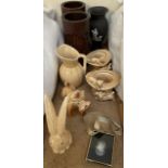 A collection of Sylvac pottery including a top hat, hare,