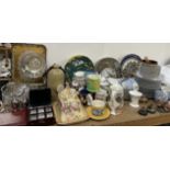 A Doulton part tea set together with assorted collectors plates, Colclough part tea set,