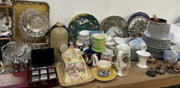 A Doulton part tea set together with assorted collectors plates, Colclough part tea set,