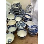 A collection of blue and white pottery part tea sets etc
