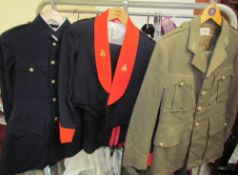 A Royal Ordnance Corps jacket in blue together with a British Army Dress Uniform,