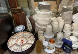 A Poole pottery part dinner set together with commemorative wares, walking stick,