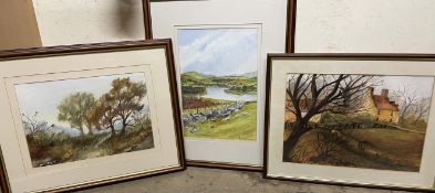 Peter Gadsby Brecon Beacons Watercolour Signed Together with two other watercolours by the same