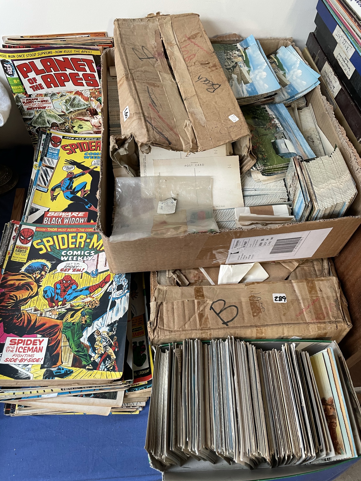 A collection of Marvel comics including Spider-man,