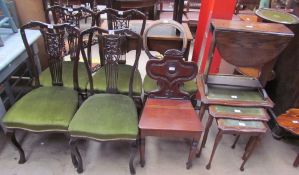 A set of four Edwardian mahogany salon chairs together with a Victorian mahogany salon chair,