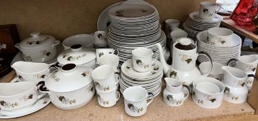 A Royal Doulton Westwood part dinner set including tureens and covers, plates, sauce boats, cups,