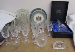 A Jonelle lead crystal decanter together with Edinburgh crystal drinking glasses,