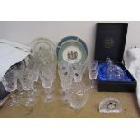 A Jonelle lead crystal decanter together with Edinburgh crystal drinking glasses,