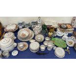 A Denby floral decorated part dinner set, together with graduated jugs, glasswares,