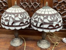 A pair of Tiffany style table lamps,