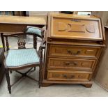 A 20th oak bureau together with a mahogany corner chair