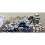 A Balmoral China part tea set together with a Wedgwood part dinner set, Flo blue part tea set,