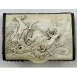 A 19th century German Ivory and antler cigarette case, of rectangular form,