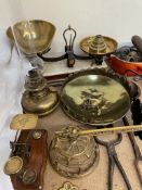 An Avery Scales with brass pans and weights together with a Postal letters scales,