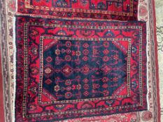 A red ground rug,