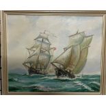Jack Sullivan Two Cutters Oil on board Signed
