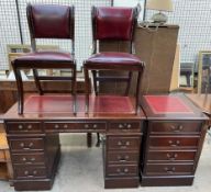 A reproduction mahogany pedestal desk,