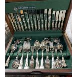 An Arthur Price Kings pattern cased part flatware service together with electroplated entree dishes