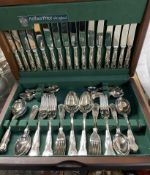 An Arthur Price Kings pattern cased part flatware service together with electroplated entree dishes