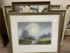 David Bellamy River Scene Pastels Together with a collection of prints