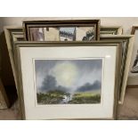 David Bellamy River Scene Pastels Together with a collection of prints