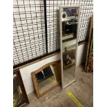 An oak framed wall mirror together with another wall mirror