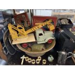 A USSR model truck together with a large mixing bowl, table top gramophone, Cream maker,